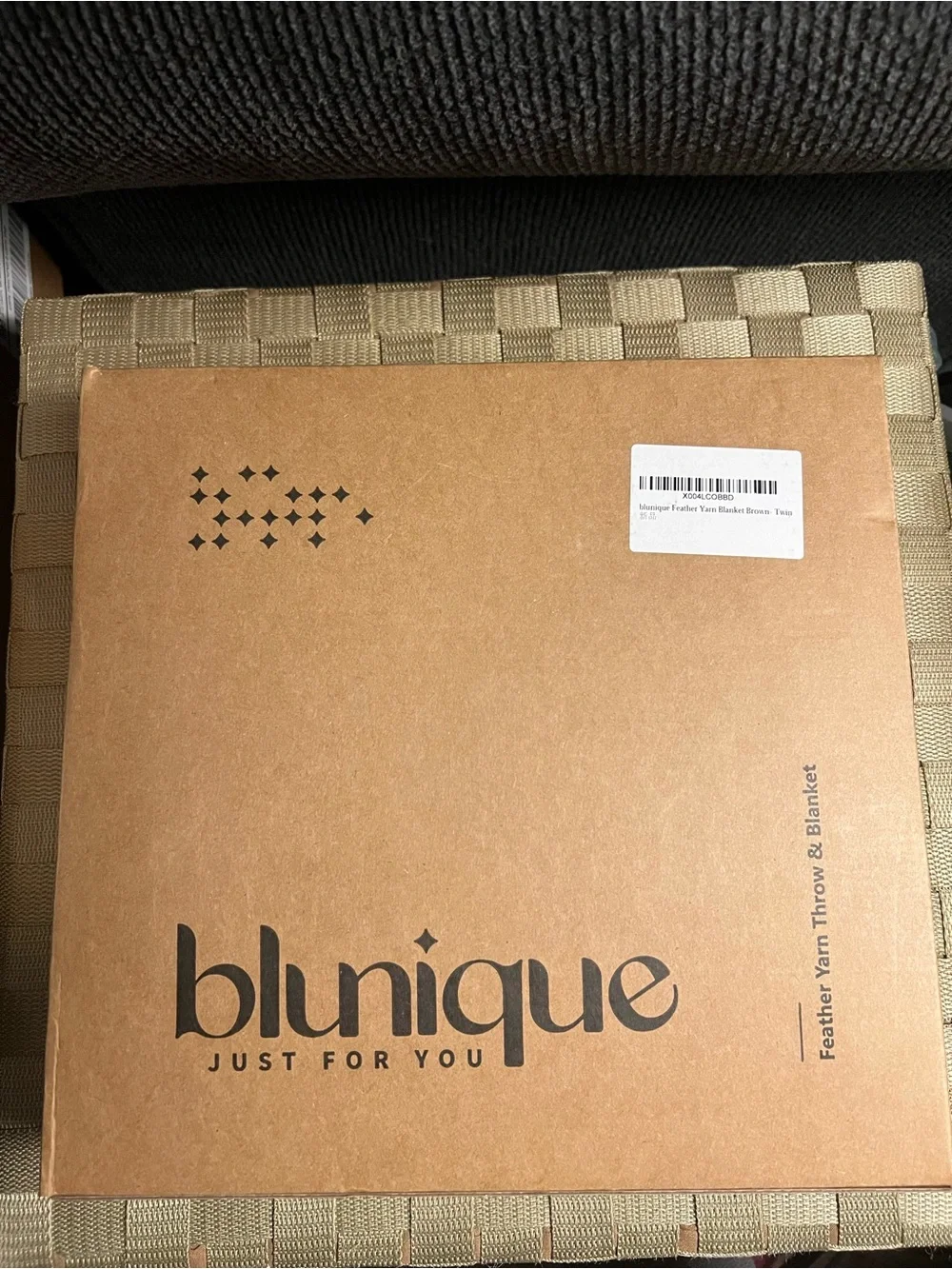 Blunique Feather Yarn Throw & Blanket - Beige